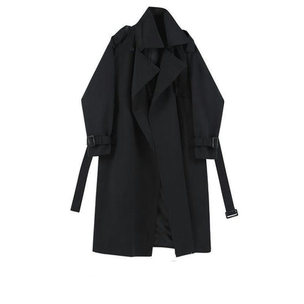 Women's Buttonless Cardigan Windbreaker Casual Windproof Long Lapel Loose Coat