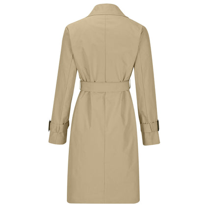 Women's Double Breasted Long Trench Coats Mid-Length Belted Overcoat  Jacket Model C