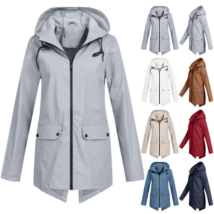 Waterproof Clothing Zipper Hooded Jacket Thin Outdoor Coat Women