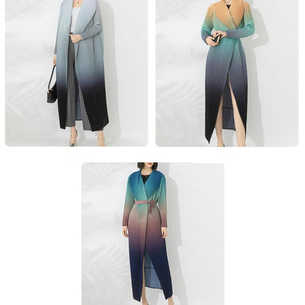 Women's Gradient Color Long Cardigan Spring Large Lapel Jacket