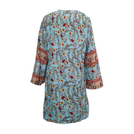 Women's Thin Loose Bohemian Long Sleeve Printed Midi Cardigan Jacket