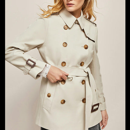 Women's High-end Double Breasted Trench Coats Mid-Length Belted Overcoat