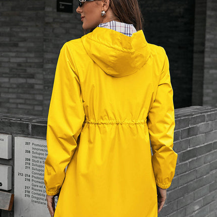 Womens Waterproof Raincoat Lightweight Hooded Windbreaker With Pockets for Outdoor