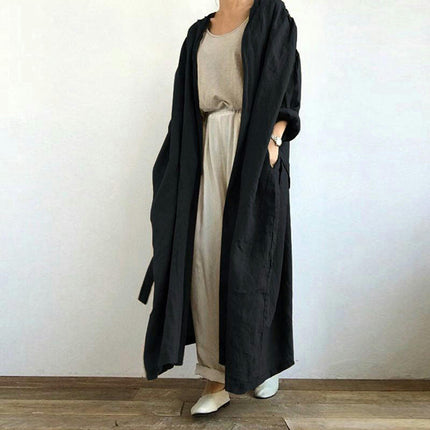 Women's Autumn Casual Long Sleeve Shirt Dress-Versatile Extra Long Large Size Cardigan Jacket