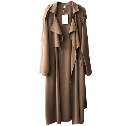 Autumn Fashion Long Trench Coat Women Retro British Style Loose Coat