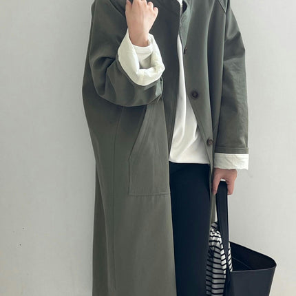 Women's Stand Collar Trench Coat Autumn Casual Lapel Single Breasted Trench Coat Coat