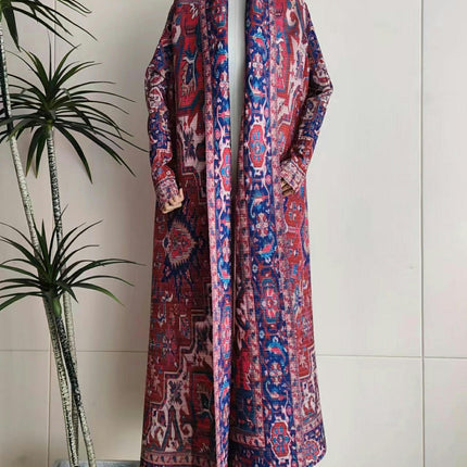 Women's Printed Robe Jacket Chinese Style Patchwork Cardigan Outwear