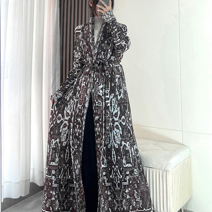 Women's Printed Robe Jacket Chinese Style Patchwork Cardigan Outwear