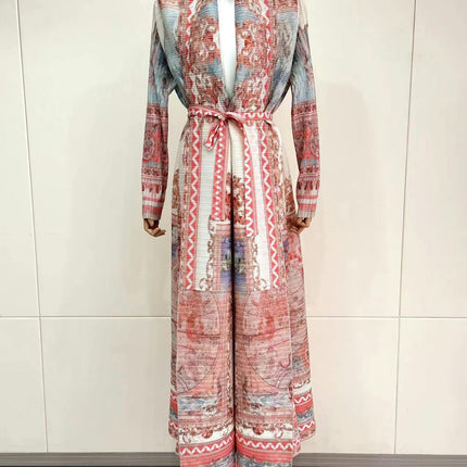 Women's Printed Robe Jacket Chinese Style Patchwork Cardigan Outwear