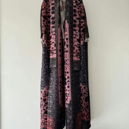 Women's Printed Robe Jacket Chinese Style Patchwork Cardigan Outwear