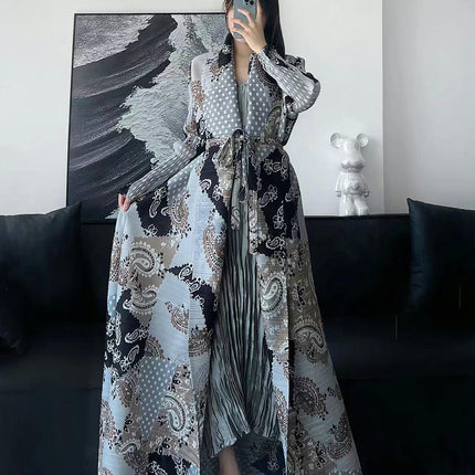 Women's Printed Robe Jacket Chinese Style Patchwork Cardigan Outwear