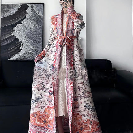 Women's Printed Robe Jacket Chinese Style Patchwork Cardigan Outwear