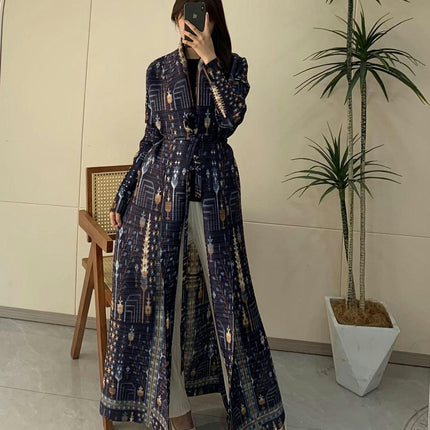 Women's Printed Robe Jacket Chinese Style Patchwork Cardigan Outwear