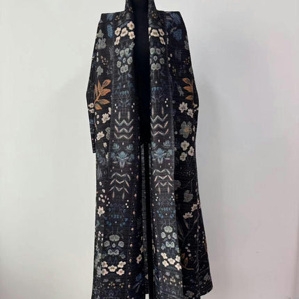 Women's Printed Robe Jacket Chinese Style Patchwork Cardigan Outwear