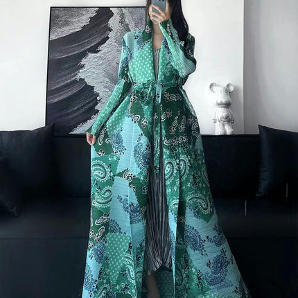 Women's Printed Robe Jacket Chinese Style Patchwork Cardigan Outwear