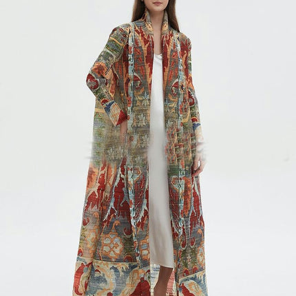 Women's Printed Robe Jacket Chinese Style Patchwork Cardigan Outwear