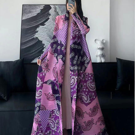 Women's Printed Robe Jacket Chinese Style Patchwork Cardigan Outwear