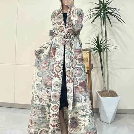 Women's Printed Robe Jacket Chinese Style Patchwork Cardigan Outwear