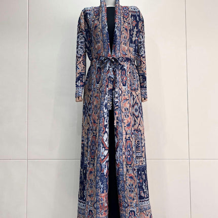 Women's Printed Robe Jacket Chinese Style Patchwork Cardigan Outwear