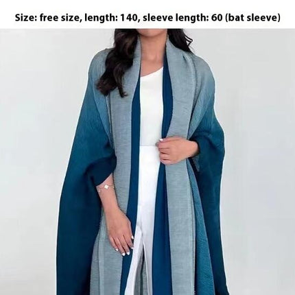 Women's Long Flowy Loose Kimono Cardigans Gradient Color Plus Size Bat Sleeve Scarf Cardigan