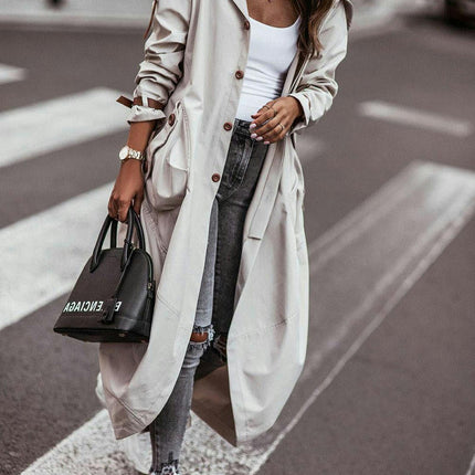 Women's Autumn and Winter Oversized Loose Casual Large Lapel Long Trench Coat