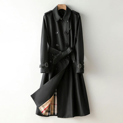 Women's Double Breasted Trenchcoat Long British Style Spring and Autumn Coat