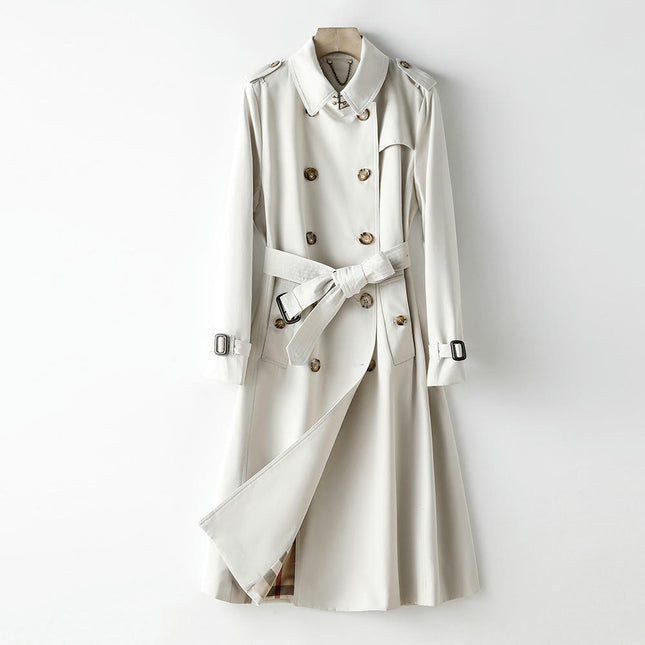 Women's Double Breasted Trenchcoat Long British Style Spring and Autumn Coat