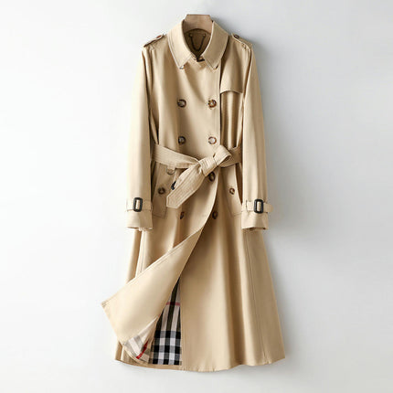 Women's Double Breasted Trenchcoat Long British Style Spring and Autumn Coat