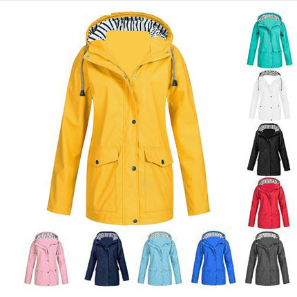 Women's Long Hooded Rain Jacket Outdoor Mountaineering Clothing Waterproof Trench Coat