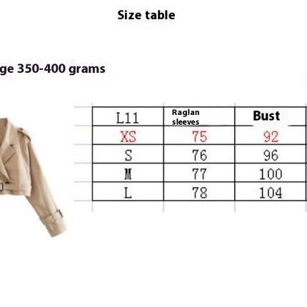 Womens Cropped Bike Jacket Casual Double Breasted Trench Coat with Belt