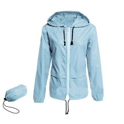 Women's Lightweight Hooded Raincoat Waterproof Packable Active Outdoor Rain Jacket