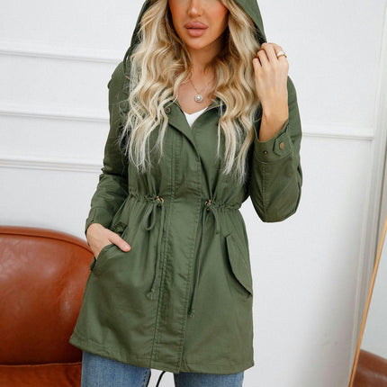 Women Waterproof Long Hooded Trench Coats Lined Windbreaker Travel Jacket