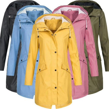 Women's Hooded Lightweight Raincoat Outdoor Lined Waterproof Windbreaker