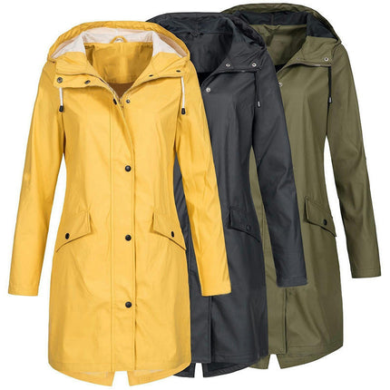 Women's Hooded Lightweight Raincoat Outdoor Lined Waterproof Windbreaker