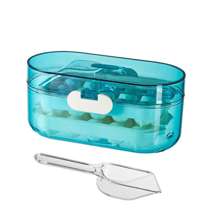 Ice Cube Tray with Lid Scoop and Storage Bin for Freezer Chilled Drinks