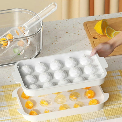 Ice Cube Tray with Lid Scoop and Storage Bin for Freezer Chilled Drinks