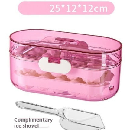 Ice Cube Tray with Lid Scoop and Storage Bin for Freezer Chilled Drinks