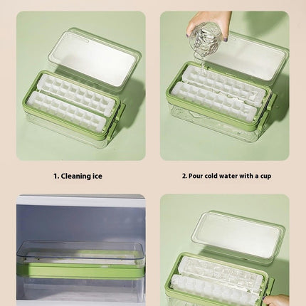 Ice Cube Tray with Lid and Bin - Flip Design Ice Cube Trays for Whiskeys