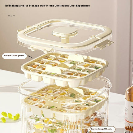 Ice Tray Pressed Ice Storage Box Freezer Ice-Cube Mold with Lid