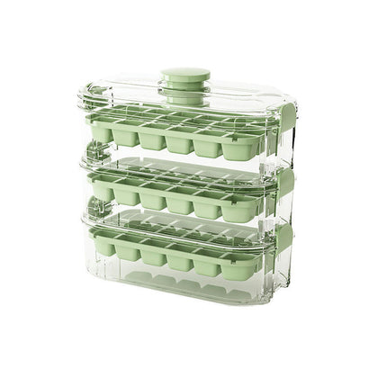 Stackable Ice Cube Tray with Lid and Bin - Easy One Press Ice