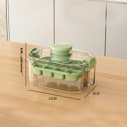 Stackable Ice Cube Tray with Lid and Bin - Easy One Press Ice