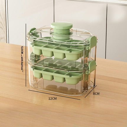 Stackable Ice Cube Tray with Lid and Bin - Easy One Press Ice