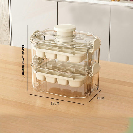 Stackable Ice Cube Tray with Lid and Bin - Easy One Press Ice