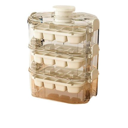 Stackable Ice Cube Tray with Lid and Bin - Easy One Press Ice