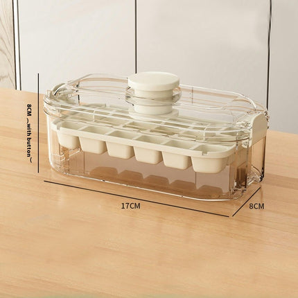 Stackable Ice Cube Tray with Lid and Bin - Easy One Press Ice