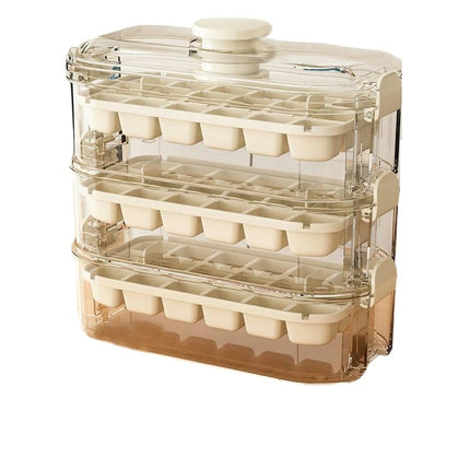 Stackable Ice Cube Tray with Lid and Bin - Easy One Press Ice