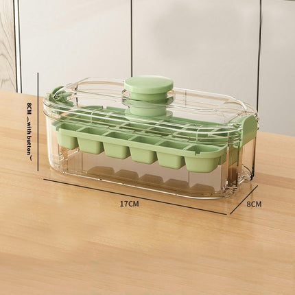 Stackable Ice Cube Tray with Lid and Bin - Easy One Press Ice