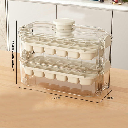 Stackable Ice Cube Tray with Lid and Bin - Easy One Press Ice