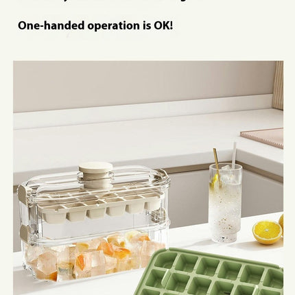 Stackable Ice Cube Tray with Lid and Bin - Easy One Press Ice