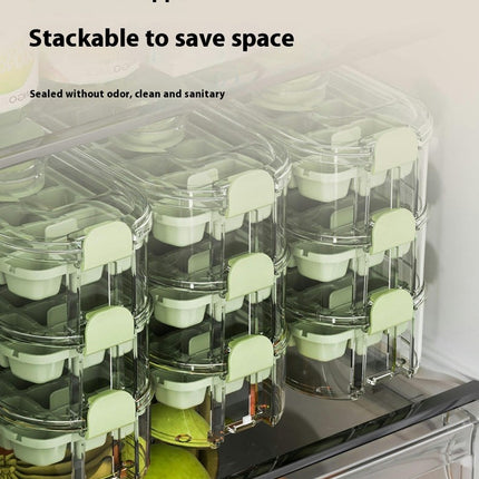 Stackable Ice Cube Tray with Lid and Bin - Easy One Press Ice